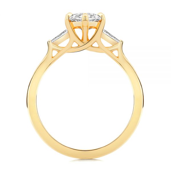 14k Yellow Gold Three Stone Marquise And Tapered Baguette Diamond Engagement Ring - Front View - 107617