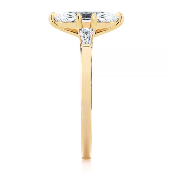 18k Yellow Gold 18k Yellow Gold Three Stone Marquise And Tapered Baguette Diamond Engagement Ring - Side View -  107617 - Thumbnail