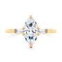 18k Yellow Gold 18k Yellow Gold Three Stone Marquise And Tapered Baguette Diamond Engagement Ring - Top View -  107617 - Thumbnail
