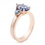 14k Rose Gold Three Stone Mokume Engagement Ring - Three-Quarter View -  107215 - Thumbnail