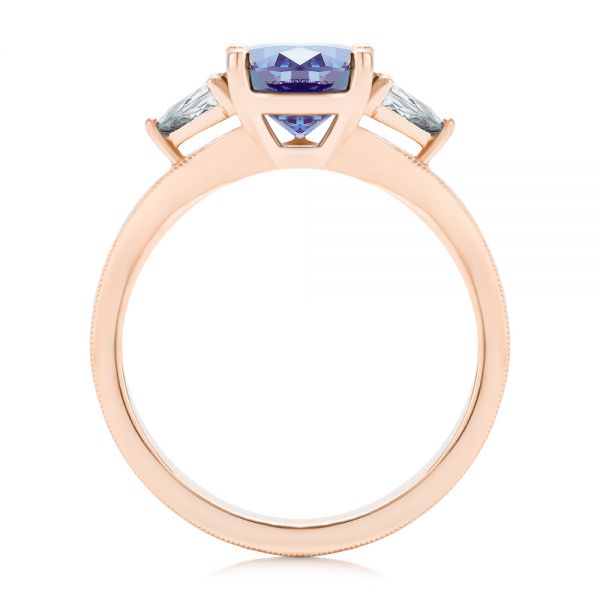 14k Rose Gold Three Stone Mokume Engagement Ring - Front View -  107215