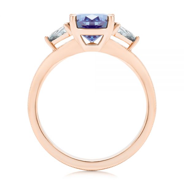 14k Rose Gold Three Stone Mokume Engagement Ring - Front View - 107215