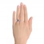 14k Rose Gold Three Stone Mokume Engagement Ring - Hand View -  107215 - Thumbnail