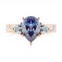 14k Rose Gold Three Stone Mokume Engagement Ring - Top View -  107215 - Thumbnail