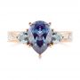 14k Rose Gold Three Stone Mokume Engagement Ring - Top View -  107215 - Thumbnail