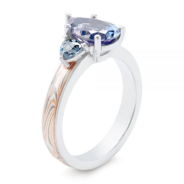 Three Stone Mokume Engagement Ring - Image