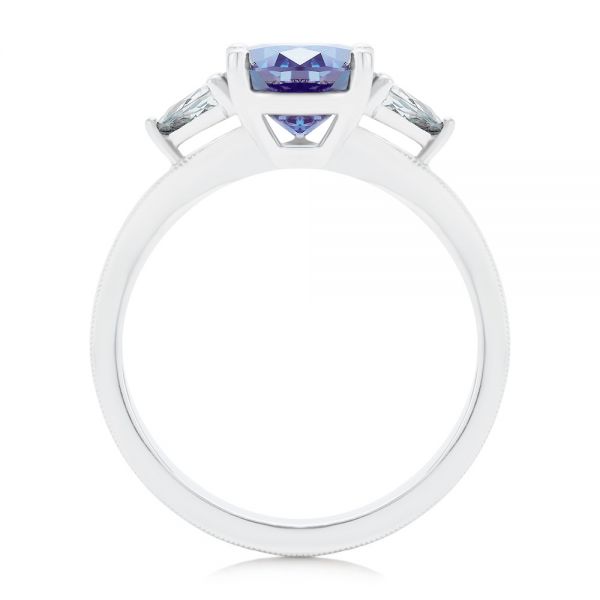 Platinum Platinum Three Stone Mokume Engagement Ring - Front View -  107215