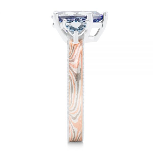 Platinum Platinum Three Stone Mokume Engagement Ring - Side View - 107215