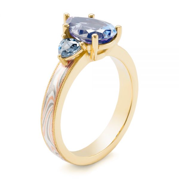 Three Stone Mokume Engagement Ring - Image