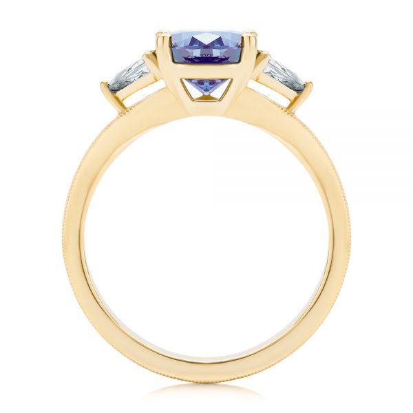 18k Yellow Gold 18k Yellow Gold Three Stone Mokume Engagement Ring - Front View - 107215