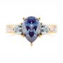 18k Yellow Gold 18k Yellow Gold Three Stone Mokume Engagement Ring - Top View -  107215 - Thumbnail