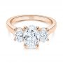 14k Rose Gold 14k Rose Gold Three Stone Oval Diamond Engagement Ring - Flat View -  106436 - Thumbnail