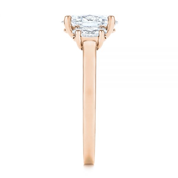 18k Rose Gold 18k Rose Gold Three Stone Oval Diamond Engagement Ring - Side View -  106436