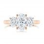 18k Rose Gold 18k Rose Gold Three Stone Oval Diamond Engagement Ring - Top View -  106436 - Thumbnail