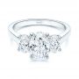 18k White Gold 18k White Gold Three Stone Oval Diamond Engagement Ring - Flat View -  106436 - Thumbnail