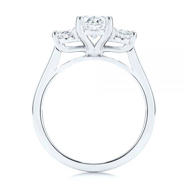  Platinum Three Stone Oval Diamond Engagement Ring - Front View -  106436