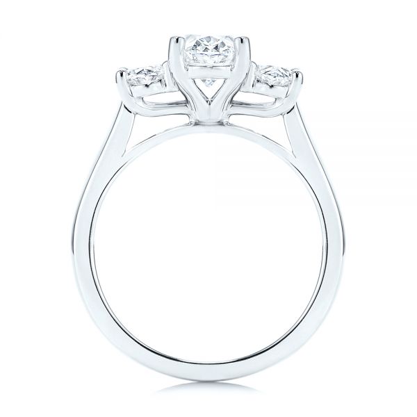 Platinum Platinum Three Stone Oval Diamond Engagement Ring - Front View - 106436