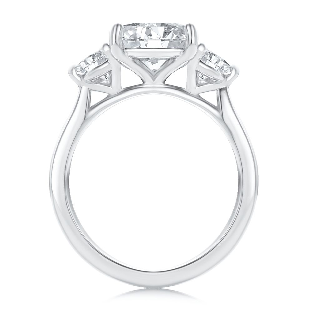 Three Stone Oval Diamond Engagement Ring - Front view