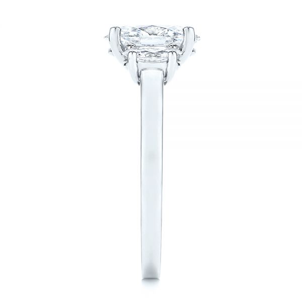 Platinum Platinum Three Stone Oval Diamond Engagement Ring - Side View - 106436