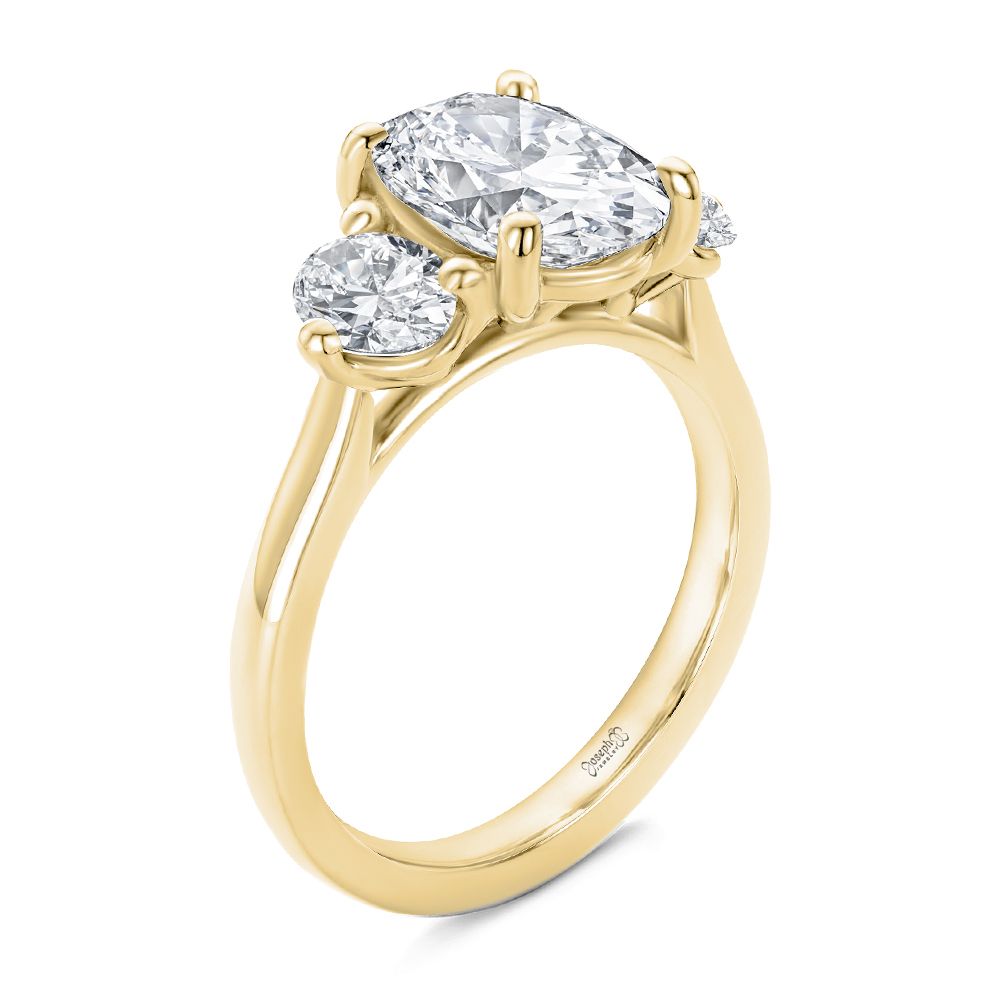 Three Stone Oval Diamond Engagement Ring - Image