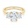 18k Yellow Gold 18k Yellow Gold Three Stone Oval Diamond Engagement Ring - Flat View -  106436 - Thumbnail