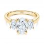 14k Yellow Gold 14k Yellow Gold Three Stone Oval Diamond Engagement Ring - Flat View -  106436 - Thumbnail