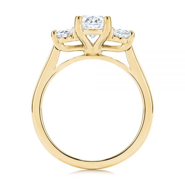 18k Yellow Gold 18k Yellow Gold Three Stone Oval Diamond Engagement Ring - Front View -  106436
