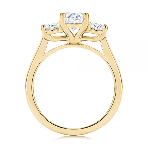14k Yellow Gold 14k Yellow Gold Three Stone Oval Diamond Engagement Ring - Front View - 106436