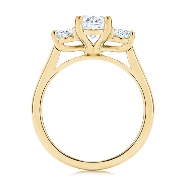 14k Yellow Gold 14k Yellow Gold Three Stone Oval Diamond Engagement Ring - Front View -  106436