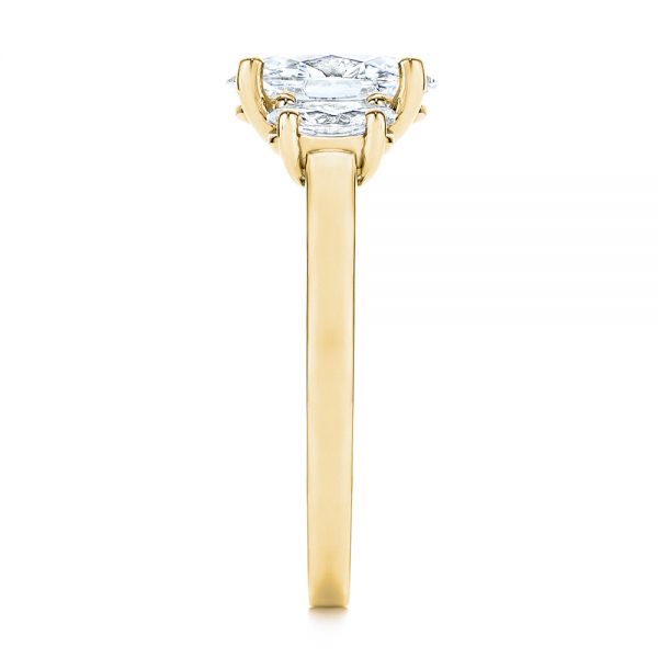 18k Yellow Gold 18k Yellow Gold Three Stone Oval Diamond Engagement Ring - Side View -  106436