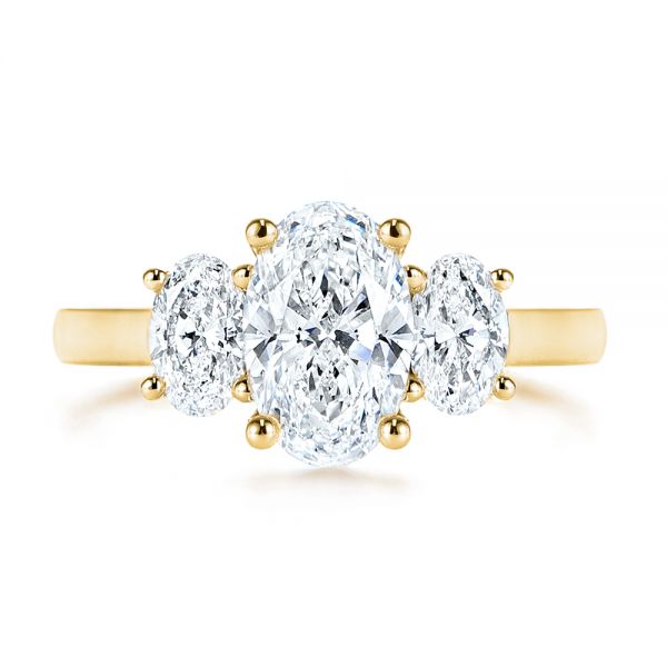 18k Yellow Gold 18k Yellow Gold Three Stone Oval Diamond Engagement Ring - Top View -  106436