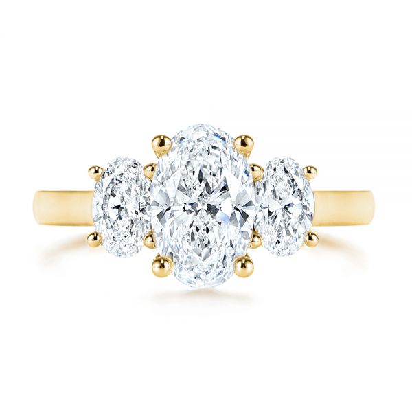 14k Yellow Gold 14k Yellow Gold Three Stone Oval Diamond Engagement Ring - Top View -  106436