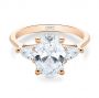 14k Rose Gold 14k Rose Gold Three Stone Oval Engagement Ring With Pear Shape Accents - Flat View -  107435 - Thumbnail