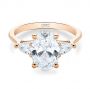 14k Rose Gold 14k Rose Gold Three Stone Oval Engagement Ring With Pear Shape Accents - Flat View -  107435 - Thumbnail
