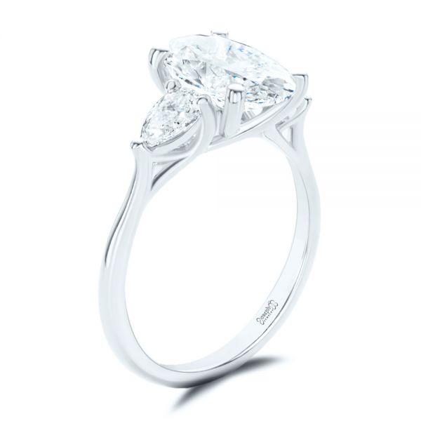 Three Stone Oval Engagement Ring with Pear Shape Accents - Image