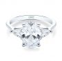  Platinum Platinum Three Stone Oval Engagement Ring With Pear Shape Accents - Flat View -  107435 - Thumbnail