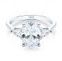 14k White Gold 14k White Gold Three Stone Oval Engagement Ring With Pear Shape Accents - Flat View -  107435 - Thumbnail