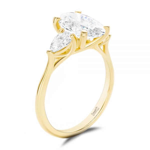 Three Stone Oval Engagement Ring with Pear Shape Accents - Image