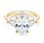14k Yellow Gold Three Stone Oval Engagement Ring With Pear Shape Accents - Flat View -  107435 - Thumbnail