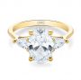 14k Yellow Gold Three Stone Oval Engagement Ring With Pear Shape Accents - Flat View -  107435 - Thumbnail