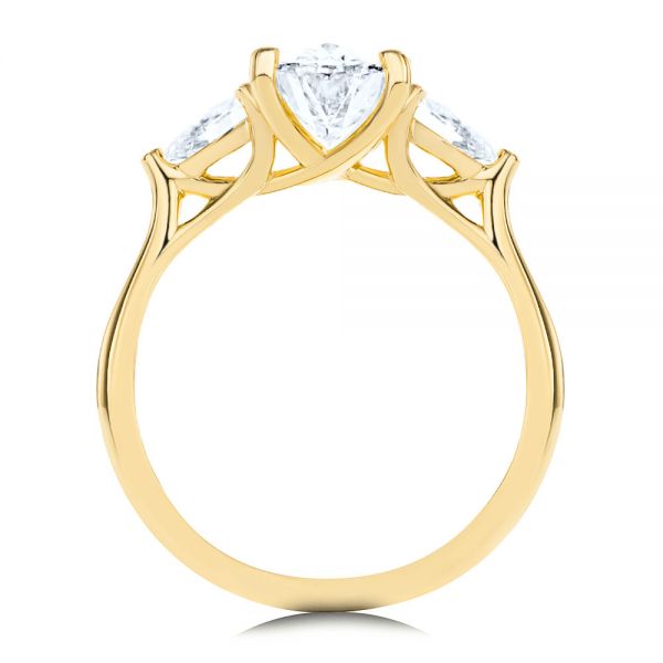 18k Yellow Gold 18k Yellow Gold Three Stone Oval Engagement Ring With Pear Shape Accents - Front View -  107435