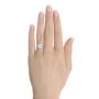 14k Yellow Gold Three Stone Oval Engagement Ring With Pear Shape Accents - Hand View -  107435 - Thumbnail