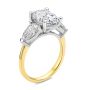 14k Yellow Gold Three Stone Oval and Pear Diamond Engagement Ring - Three-Quarter View -  107812 - Thumbnail
