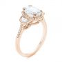 18k Rose Gold 18k Rose Gold Three-stone Oval And Half Moon Diamond Engagement Ring - Three-Quarter View -  105118 - Thumbnail
