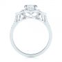 18k White Gold 18k White Gold Three-stone Oval And Half Moon Diamond Engagement Ring - Front View -  105118 - Thumbnail