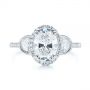 14k White Gold Three-stone Oval And Half Moon Diamond Engagement Ring - Top View -  105118 - Thumbnail