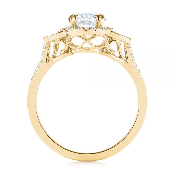 18k Yellow Gold 18k Yellow Gold Three-stone Oval And Half Moon Diamond Engagement Ring - Front View -  105118