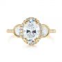 14k Yellow Gold 14k Yellow Gold Three-stone Oval And Half Moon Diamond Engagement Ring - Top View -  105118 - Thumbnail