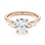 18k Rose Gold 18k Rose Gold Three Stone Oval And Pear Diamond Engagement Ring - Flat View -  105122 - Thumbnail