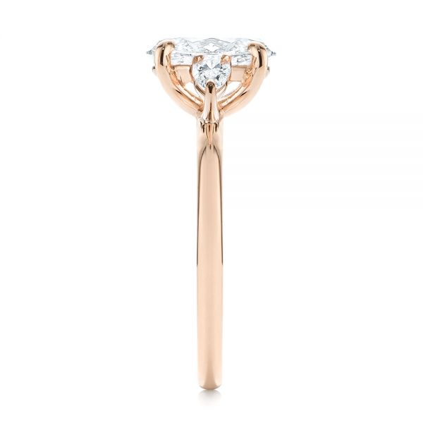 14k Rose Gold 14k Rose Gold Three Stone Oval And Pear Diamond Engagement Ring - Side View -  105122
